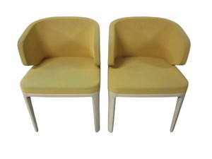 lot 40 image: 2 Yellow Herman Miller  Geiger Guest Chairs with Pillows