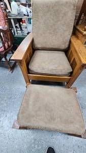Mission Style Semi-Reclining Chair with Ottoman, Hand Made