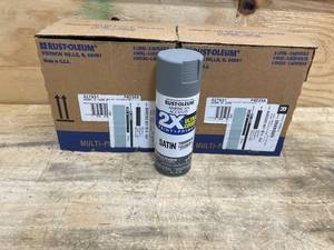 lot 82 image: Lot of 12 - Granite, Rust-Oleum American Accents 2X Ultra Cover Satin Spray Paint- 12 oz