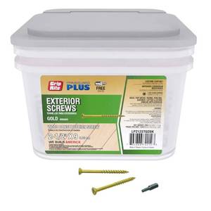 lot 65 image: Grip-Rite PrimeGuard Plus No. 9 wire X 2-12 in. L Gold Star Flat Head Deck Screws 25 lb