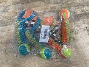 lot 114 image: Boss Pet - Pack of 4 - WB15525 Braided Chomper Pet Toy Tennis Tug 12 in L Nylon (0922522.2)