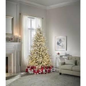 lot 26 image: 7.5 Alta Fraser Fir Flocked LED Pre-Lit Tree   Customer Returns See Pictures