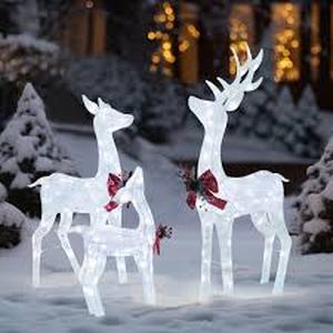 lot 51 image: VEIKOUS 4.5 ft. 3D Reindeer Family Outdoor Christmas Holiday Yard Decoration Cool White LED, White Customer Returns See Pictures
