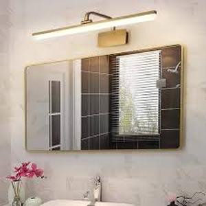 lot 61 image: HUOKU Nimbus 31.5 in. W 1-Light Brushed Gold Brass Intergrated LED Vanity for Vanity Mirror  Customer Returns See Pictures