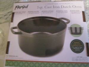 lot 20 image: Parini Cookware 3qt cast iron Dutch...