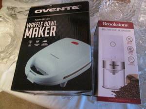 lot 27 image: Ovente waffle bowl maker and Brooks...