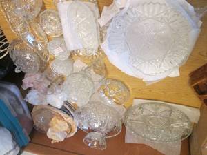 lot 30 image: Huge Prescott cut glass servingware...