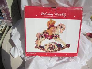 lot 65 image: Holiday Novelty bear on Rocking Hor...