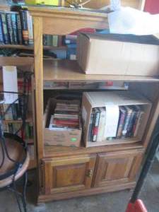 lot 104 image: All wood bookshelf cabinet approx 4...