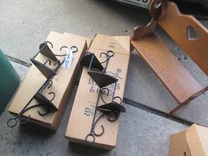 lot 124 image: Wood heart themed doll bench, metal...