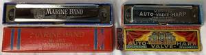 lot 54 image: Vintage M. Hihner Marine Band Harmonica No. 365 and M. Horner Auto Valve Harp Harmonica