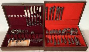 lot 52 image: Flatware Bundle of Customcraft Stainless Steel Monogram H Korea Flatware Set and Versailles Stainless Steel by MSI Japan Flatware Set