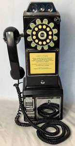 lot 114 image: Vintage Thomas Collectors Edition Model 1956 Hanging Wall Replica 3-Slot Public Payphone