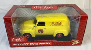 lot 100 image: 1948 Chevy Panel Coca-Cola Delivery Truck 118th Scale - New in Box