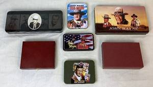 lot 109 image: Collection of 6 John Wayne Commemerative Knife Sets and 1 Cowboy Knife