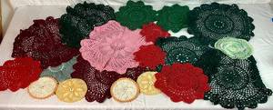 lot 262 image: Collection of Handcrafted Doilies - Many Colors and Sizes - 19 pieces