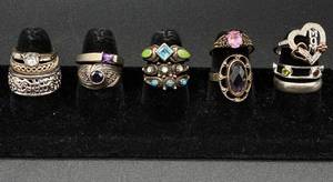 lot 212 image: Sterling Silver Rings - Size 8, 9 and 10 Total weight 1.679oz