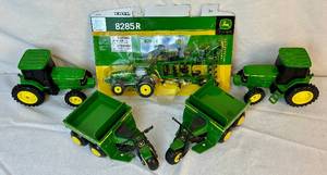 lot 165 image: Collection of Assorted John Deere 164 - 2 Plastic 7410, ERTL Die Cast 8285R Tractor with 2700 Mulch Ripper,2 ERTL Die Cast AMT 600s