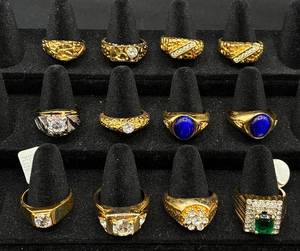 lot 238 image: Mens Gold Tone Rings Size 10.5-12.5