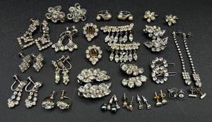 lot 245 image: Dazzling Assortment of Rhinestone Clip-On, Twist-On and Stud Earrings