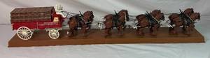 lot 293 image: Vintage Budweiser Clydesdale 8 Horse Hitch Beer Wagon