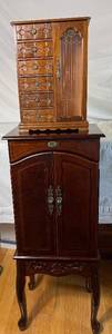 lot 285 image: Jewelry Armoire Package - 2 Pieces, Armoire and 6 Drawer Jewelry Box