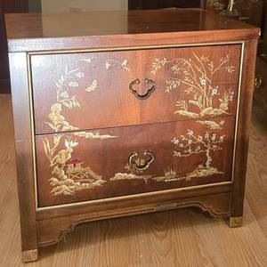 lot 10C image: Chinoiserie 2 Drawer Nightstand by Dixie Ming Tree