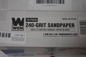 lot 11 image: WEN 6321SP240 240-Grit 3 x 21-Inch Sanding Belt Sandpaper (10 Pack)