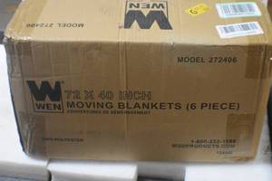 lot 51 image: WEN 272406 72-Inch by 40-Inch Heavy Duty Padded Moving Blankets, 6-Pack