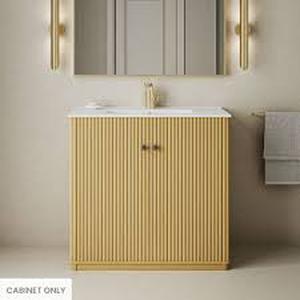 lot 43 image: Lot of Swiss Madison Lafayette 36 in. Freestanding Bath Vanity Cabinet without Top in Natural Oak Customer Returns See Pictures