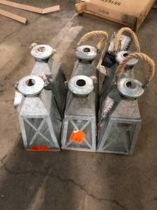 lot 54 image: Lot of Hampton Bay 14 in. H Galvanized Metal and Glass Lantern Customer Returns See Pictures