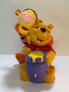 lot 200 image: RARE Disney Winnie the Pooh &amp Tigger Friends Ceramic Cookie Jar Canister Westland Giftware Vtg