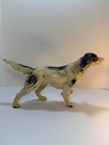 lot 130 image: RARE Antique HUBLEY Cast Iron English Setter Pointer Hunting Dog Doorstop - 15 L