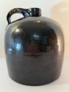 lot 124 image: Antique 19th20th Century Albany Slip Brown Glazed Stoneware Jug