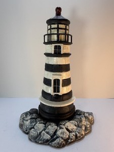 lot 155 image: RARE Antique Cast Iron Cape Hatteras Lighthouse Doorstop - Original Paint &amp Patina - Early 20th C. American Folk Art