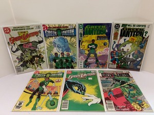lot 120 image: Vintage DC Comics GREEN LANTERN &amp CORPS 7-Issue Lot - KEY ISSUES Hal Jordan Quits John Stewart Becomes GL (181 182 183 184 GLC #1 Mosaic #1). All comic books are bagged and boarded.