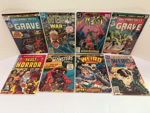lot 101 image: Vintage Horror &amp Sci-Fi Comic Book Lot (8 total) - Marvel, DC, EC - Bronze Age Classics. All comic books are bagged and boarded.