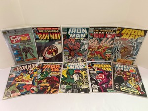 lot 68 image: Lot of 10 The Invincible Iron Man Marvel Comics - Key Issues War Machine Cameo, Doomquest. All comic books are bagged and boarded.