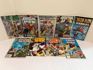 lot 72 image: Lot of 9 Vintage MARVEL IRON MAN Comic Books - ANNUALS, WHAT IF, #55 Reprint. All comic books are bagged and boarded.