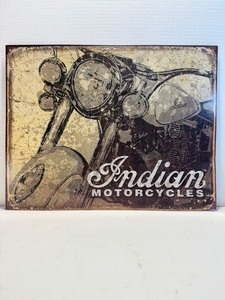 lot 212 image: &nbspLegendary Indian Motorcycles Vintage Style Metal Tin Sign - 16 x 12.5 Man Cave Decor