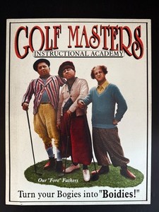 lot 210 image: &nbspThe Three Stooges Golf Masters Instructional Academy Novelty Tin Metal Sign Man Cave Decor