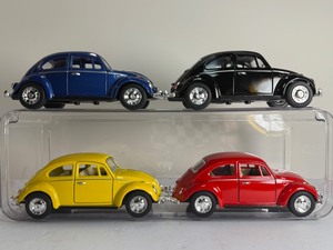 lot 114 image: LOT of 4 KiNSMART 1967 Volkswagen Classic Beetle 132 Diecast Cars VW Bug RED BLUE YELLOW BLACK