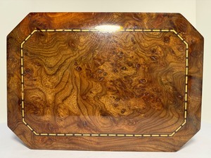 lot 217 image: High-End Tizo Design Italian Polished Burl Wood Octagonal Jewelry Box w Drawer