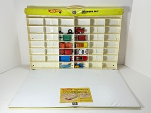 lot 137 image: Vintage 1969 Hot Wheels Yellow 48-Car Collectors Case with Assorted Era Diecast Cars &amp Matchbox