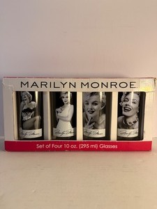 lot 145 image: Rare Vtg NEW in Box Marilyn Monroe Set of Four 10 oz. (295 ml) Highball Glasses  Bioworld Vandor