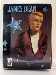 lot 96 image: Vintage 1980s Clay Art Co. James Dean Ceramic Bust Figurine w Original Box