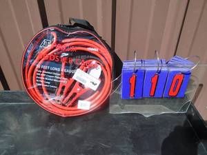 lot 110 image: 16 4 ga booster cables. New in package. As shown.