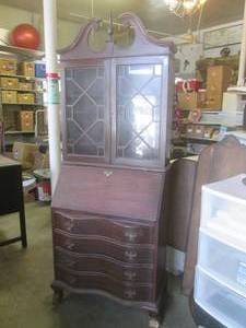 lot 1 image: (FRNT) Antique Wood Secretary Desk ...