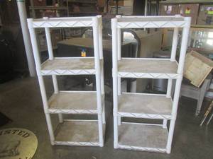 lot 6 image: (FRNT) 2 Plastic Shelves 49 H x 22...