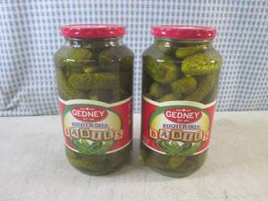lot 28 image: (B-1) 2 Jars of Gedney Kosher Dill ...